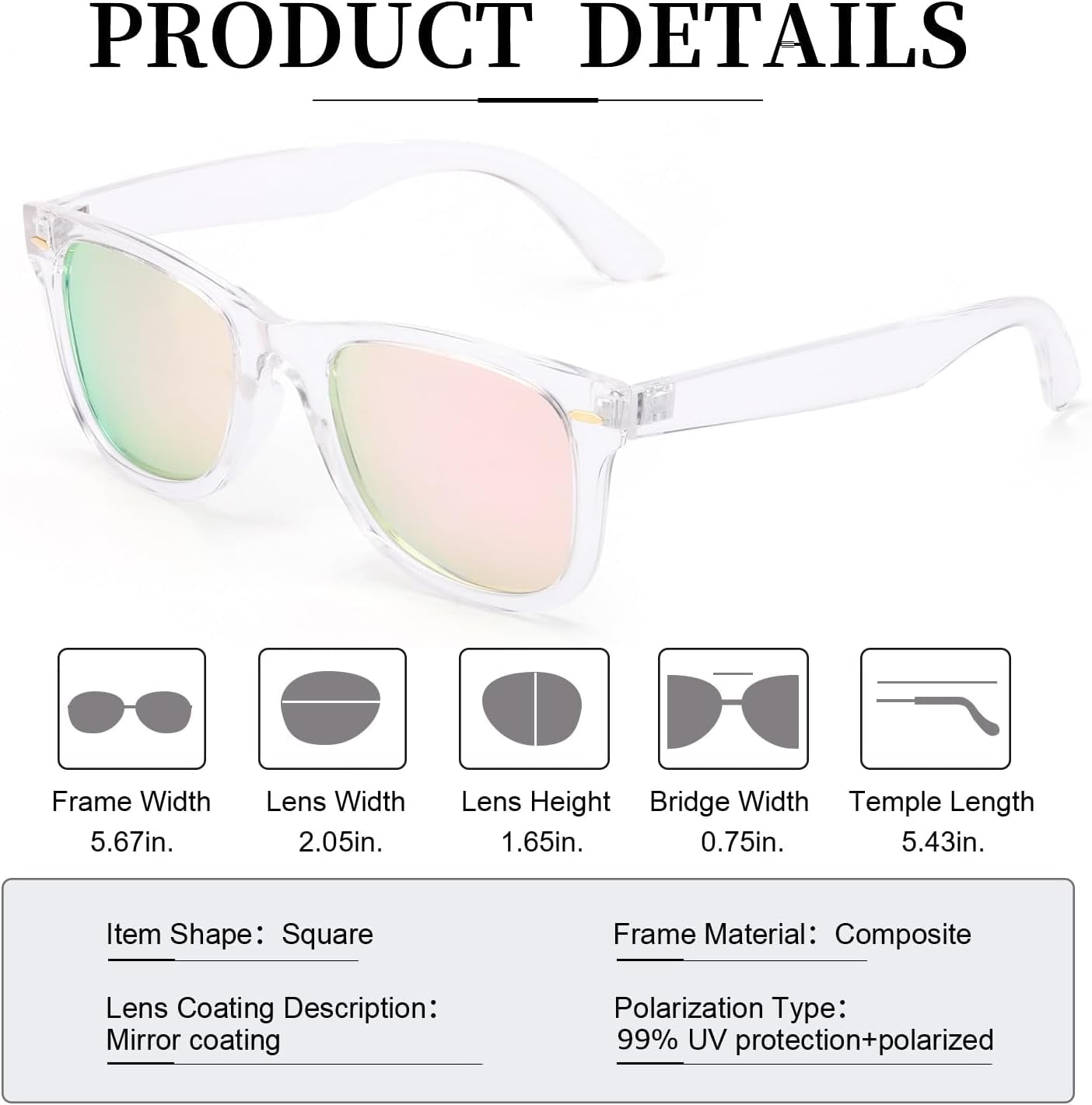 Classic Sunglasses for Women Polarized Driving Anti-Glare UV Protection