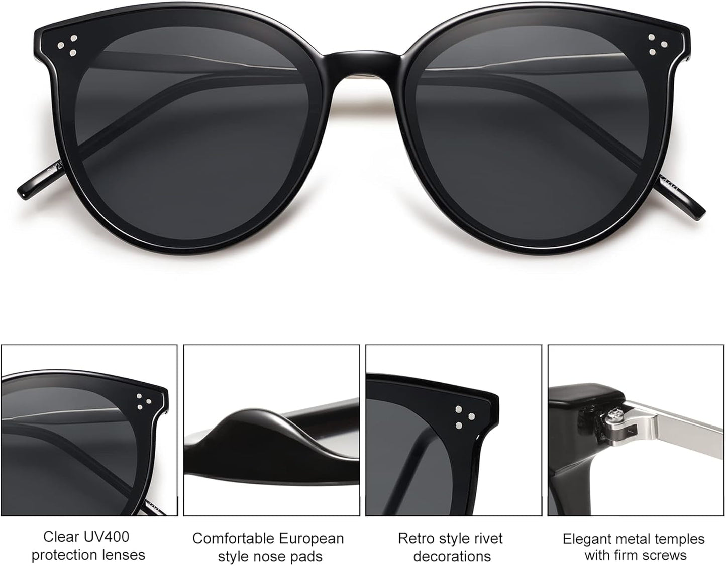 Classic Trendy round Sunglasses Womens Mens Oversized Large Shades UV400 Vacation Sunnies SJ2068