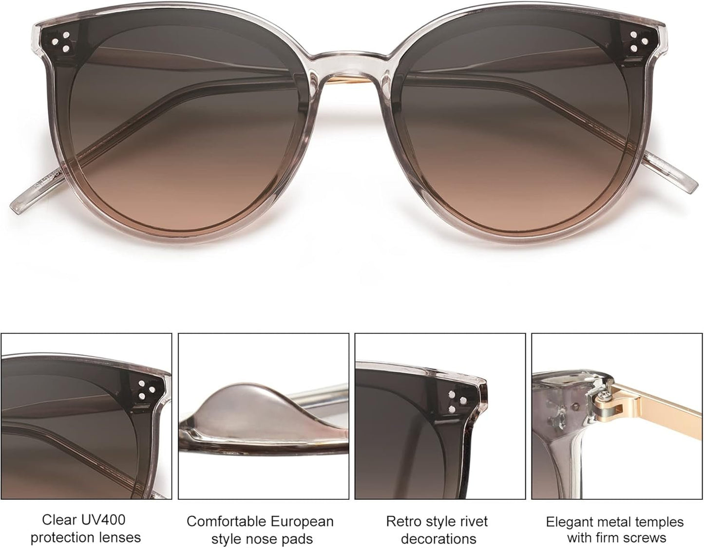 Classic Trendy round Sunglasses Womens Mens Oversized Large Shades UV400 Vacation Sunnies SJ2068