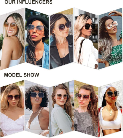 Classic Trendy Square Oversized Sunglasses Womens Mens UV400 Big Large Designer Shades SJ1082 - WORLD TIME VISITS