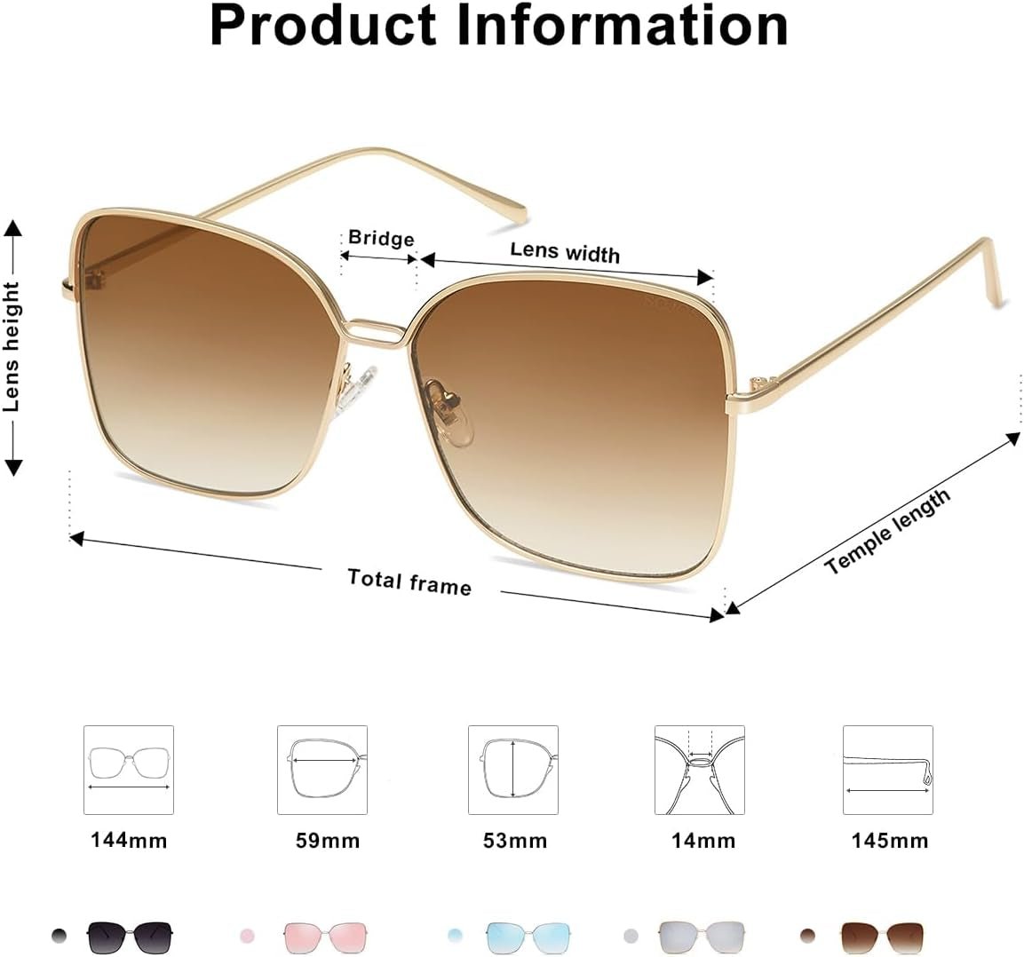 Classic Trendy Square Oversized Sunglasses Womens Mens UV400 Big Large Designer Shades SJ1082