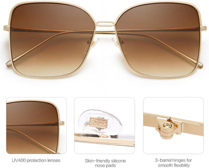 Classic Trendy Square Oversized Sunglasses Womens Mens UV400 Big Large Designer Shades SJ1082