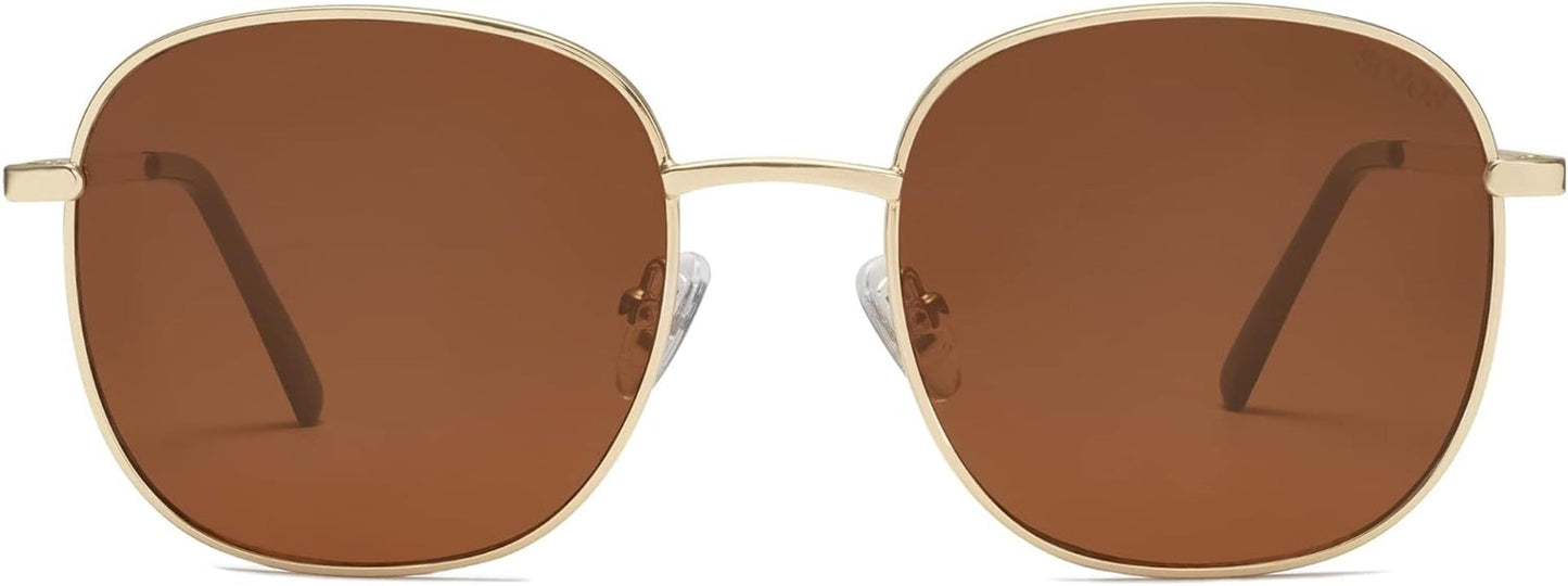 Classic Trendy Square Sunglasses for Women Men Cute Big Frame Gold Shades SJ1137 - WORLD TIME VISITS
