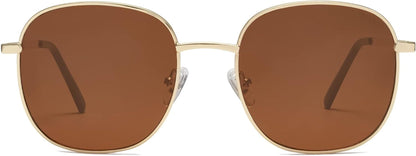 Classic Trendy Square Sunglasses for Women Men Cute Big Frame Gold Shades SJ1137 - WORLD TIME VISITS