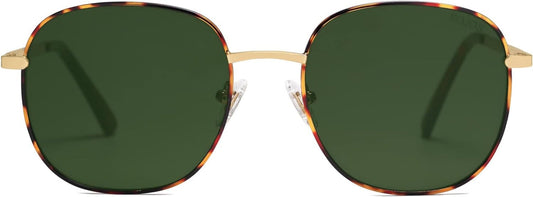 Classic Trendy Square Sunglasses for Women Men Cute Big Frame Gold Shades SJ1137 - WORLD TIME VISITS