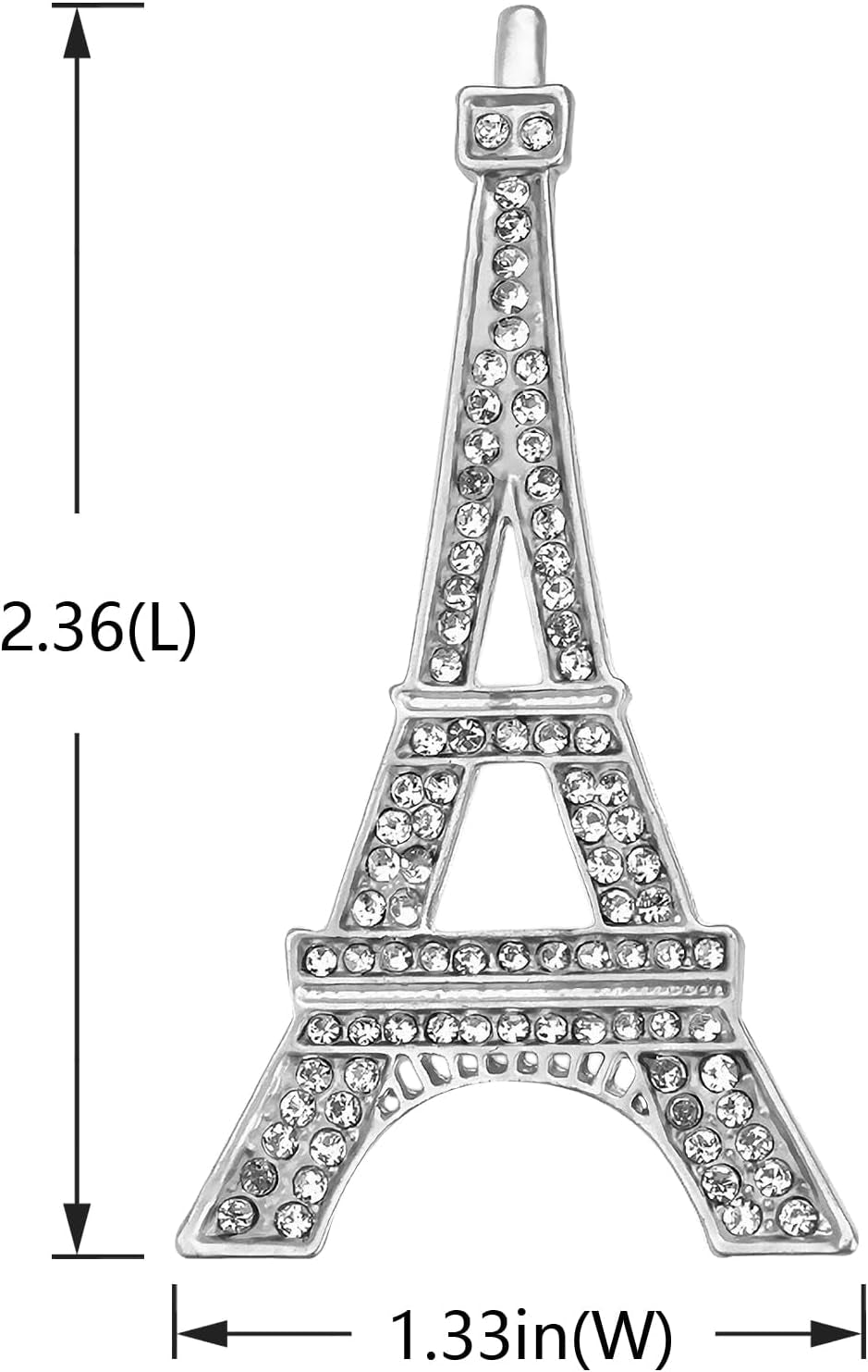 Clear Crystal Rhinestones Eiffel Tower Fashion Brooch Pin - WORLD TIME VISITS