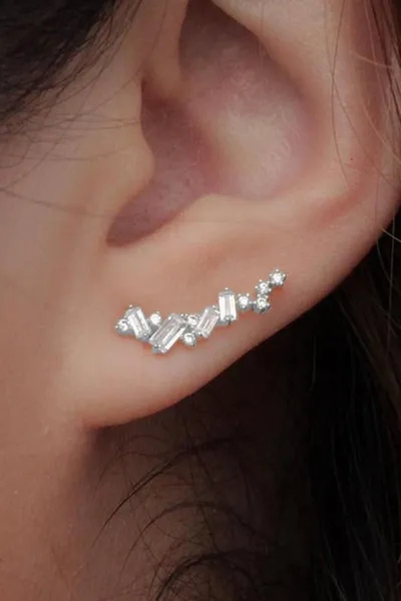 Climbing Earrings for Women Crystal Zircon Stud Earrings Girl Birthday Party Gift Jewelry