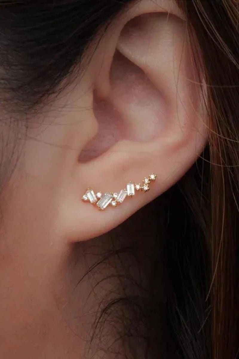 Climbing Earrings for Women Crystal Zircon Stud Earrings Girl Birthday Party Gift Jewelry - WORLD TIME VISITS