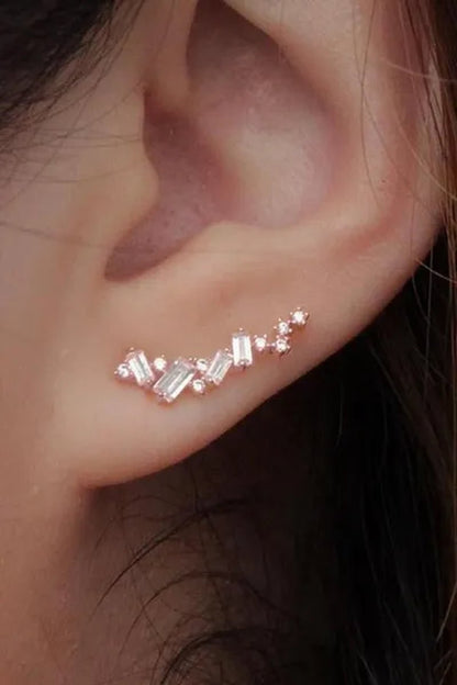 Climbing Earrings for Women Crystal Zircon Stud Earrings Girl Birthday Party Gift Jewelry