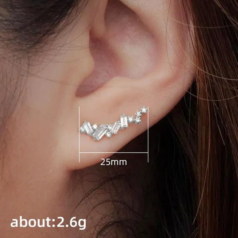 Climbing Earrings for Women Crystal Zircon Stud Earrings Girl Birthday Party Gift Jewelry