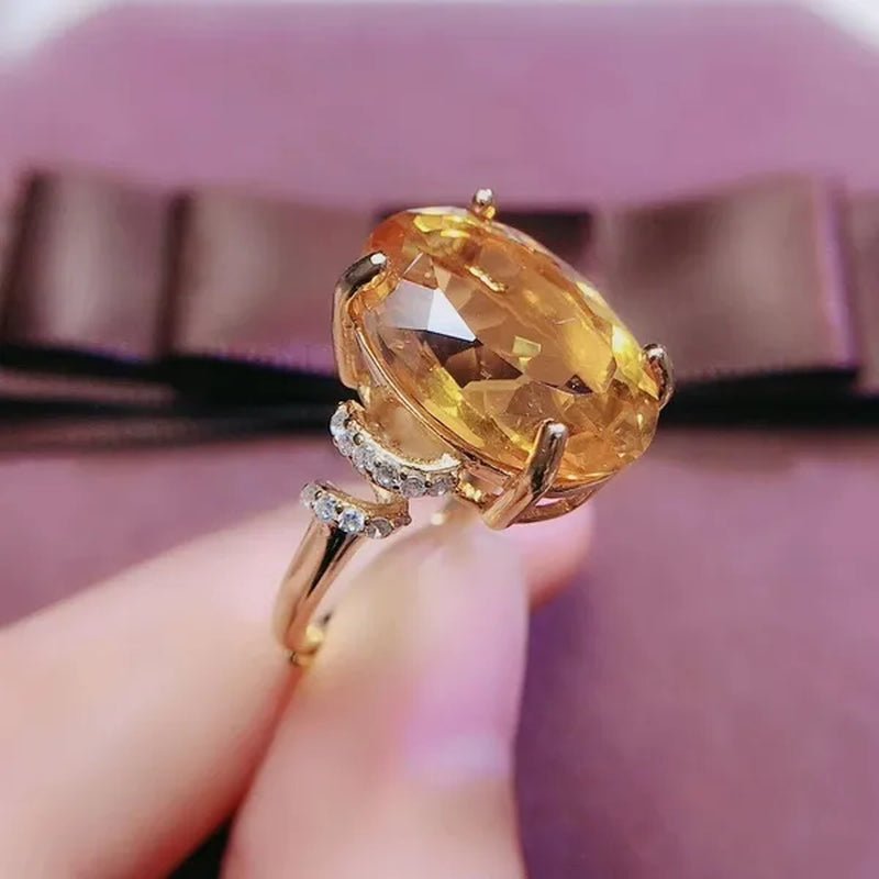 CoLife Jewelry 100% Natural Citrine Ring 12*16mm Natural Citrine Silver Ring Big Size Gemstone Silver Ring Brithday Gift - WORLD TIME VISITS