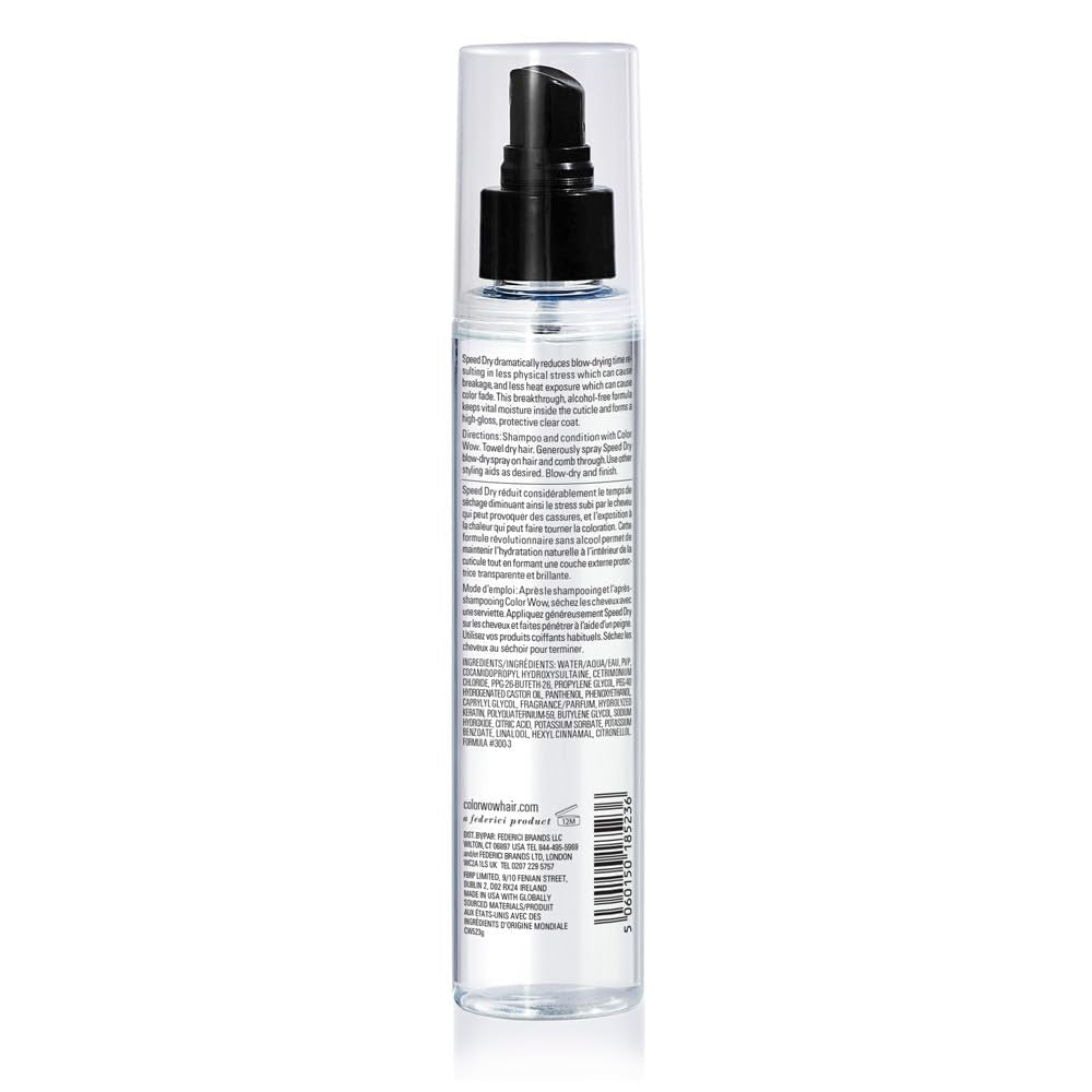 COLOR WOW Speed Dry Blow Dry Spray – Cut Blow Dry Time by 30% | Heat Protectant, Prevent Breakage | Cruelty - Free & Gluten - Free - WORLD TIME VISITS