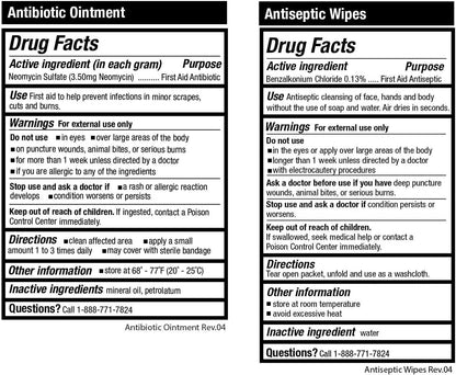 Compact First Aid Kit: Clean, Treat, Protect Minor Cuts, Scrapes. Home, Office, Car, School, Business, Travel, Emergency, Survival, Hunting, Outdoor, Sports . FSA / HSA Eligible.
