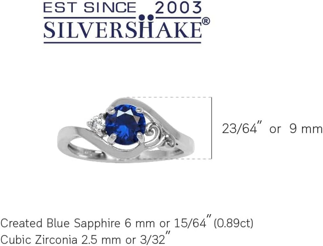 Created Sapphire Blue and White Cubic Zirconia Gold Plated 925 Sterling Silver Engagement Ring Size 6 - WORLD TIME VISITS