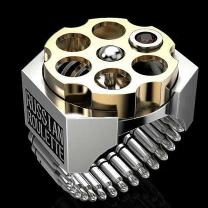 Creative Gifts Hardcover Design Nano Craft Stainless Steel Ring Plated Two Colors Gold and Silver Revolver Bullet Roulette Ruby Jewelry Father'S Day Anniversary Gift Banquet Party Band Ring for Boyfriend Husband Size 6 - 13 - WORLD TIME VISITS
