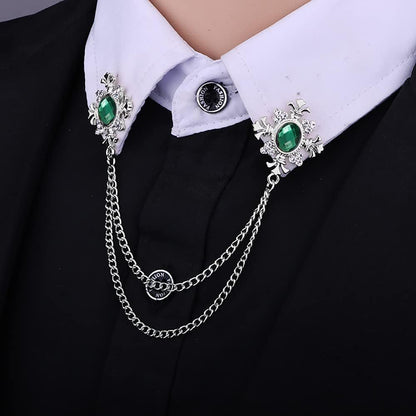 Cross Crystal Tassel Chain Brooch.Gold Silver Tassel Collar Pins Broochs Rhinestone Lapel Pin for Men Women Suit Accessories - WORLD TIME VISITS