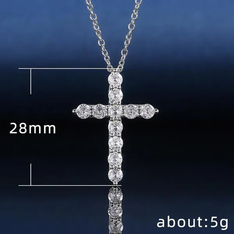 Cross Diamond Moissanite Pendant Necklace Party Wedding Choker Statement Necklace Women Fashion Jewelry