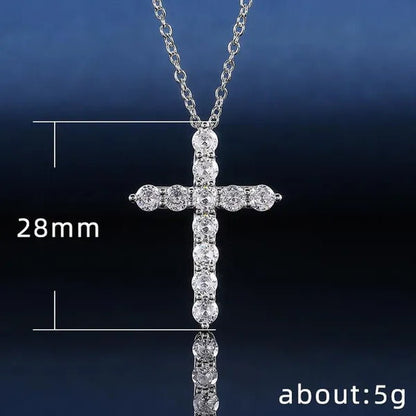 Cross Diamond Moissanite Pendant Necklace Party Wedding Choker Statement Necklace Women Fashion Jewelry
