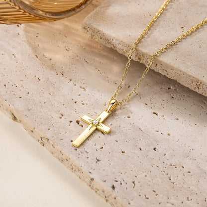Cross Necklace 14K Gold Cross Necklaces for Women with Cubic Zirconia Wearable Lucky Charm Gold Crosses Chain Pendant for Women
