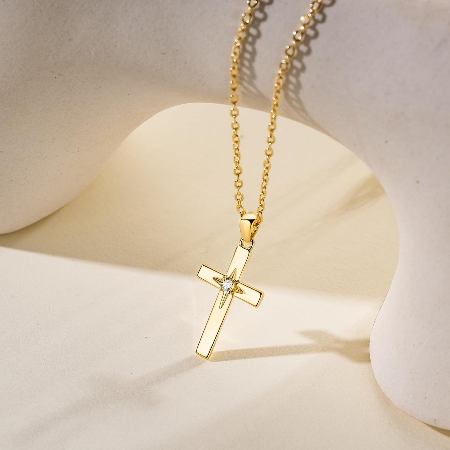 Cross Necklace 14K Gold Cross Necklaces for Women with Cubic Zirconia Wearable Lucky Charm Gold Crosses Chain Pendant for Women