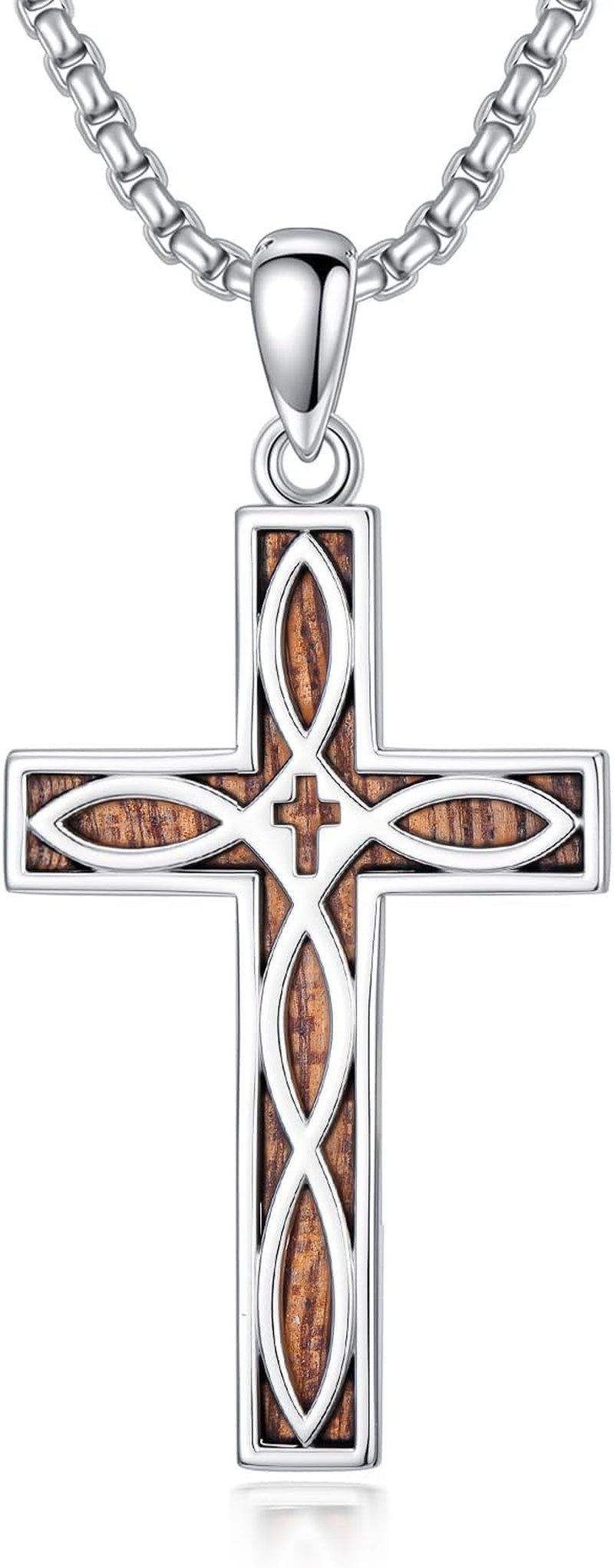 Cross Necklace 925 Sterling Silver Cross Necklace Cross Pendant Christian Religious Cross Jewelry Gifts for Men Women - WORLD TIME VISITS