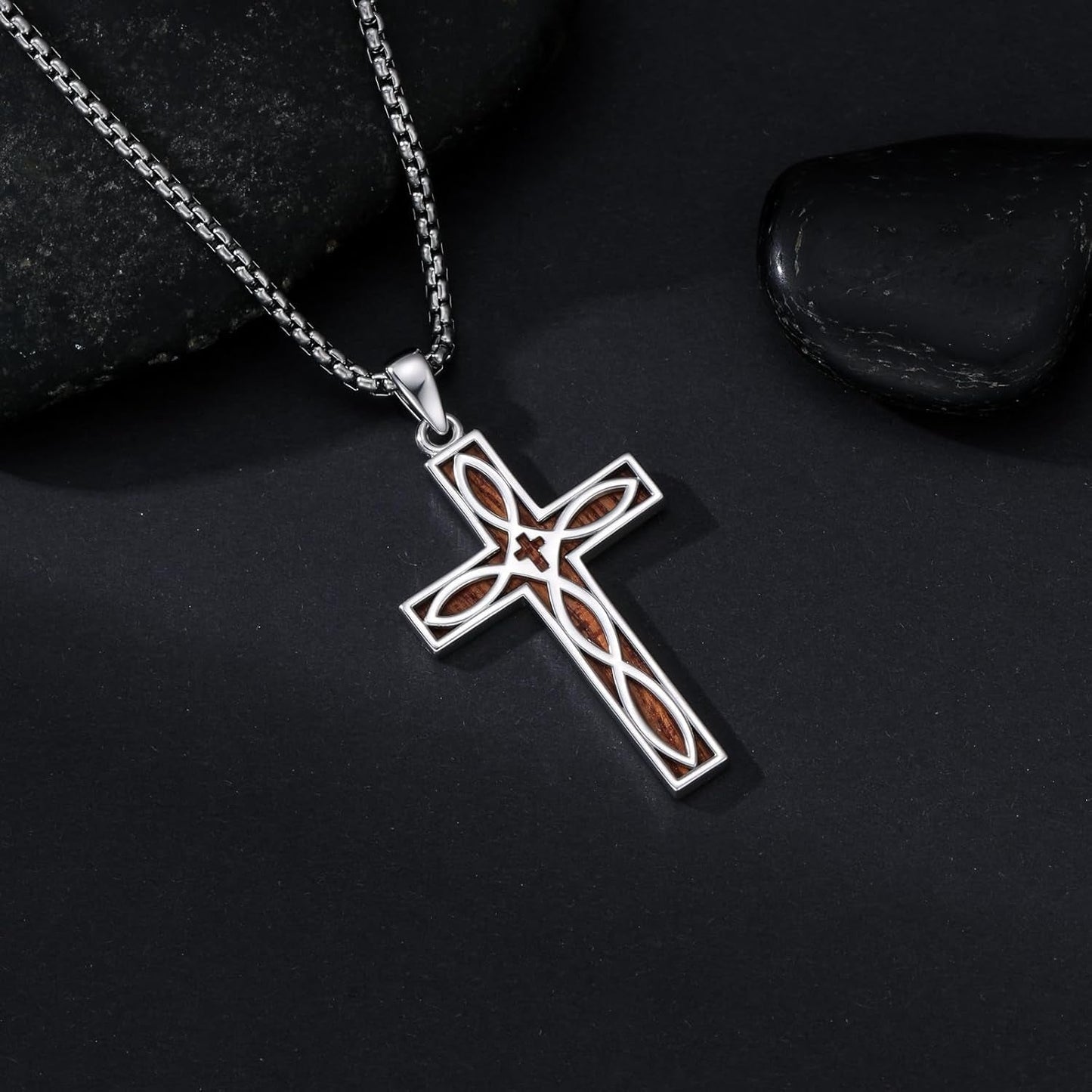 Cross Necklace 925 Sterling Silver Cross Necklace Cross Pendant Christian Religious Cross Jewelry Gifts for Men Women