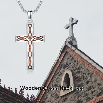 Cross Necklace 925 Sterling Silver Cross Necklace Cross Pendant Christian Religious Cross Jewelry Gifts for Men Women