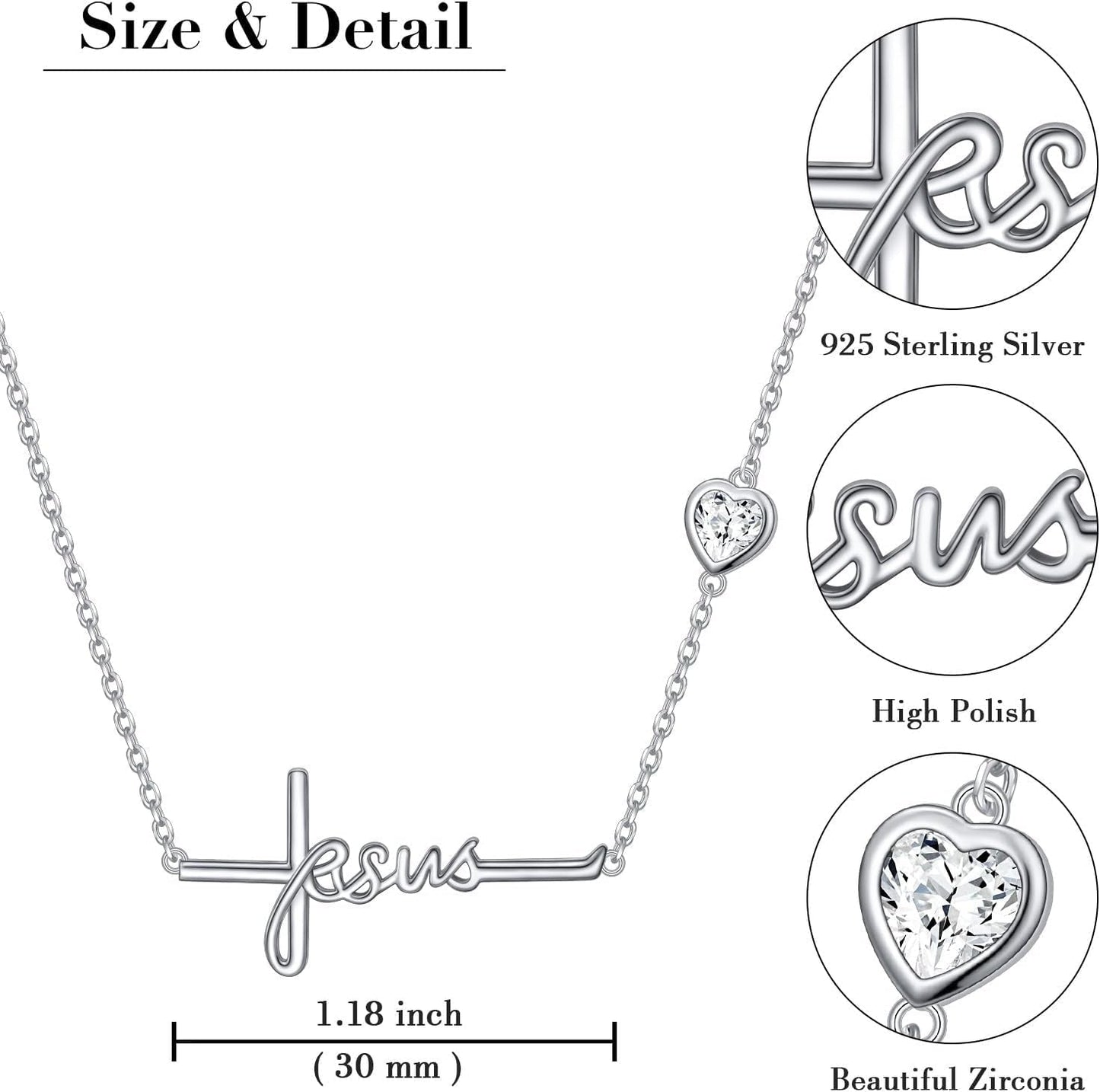 Cross Necklace 925 Sterling Silver Infinity Love of God Heart Cross Pendant Necklace Christian Gift for Women