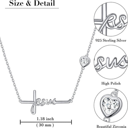 Cross Necklace 925 Sterling Silver Infinity Love of God Heart Cross Pendant Necklace Christian Gift for Women
