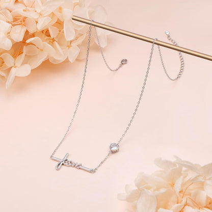 Cross Necklace 925 Sterling Silver Infinity Love of God Heart Cross Pendant Necklace Christian Gift for Women