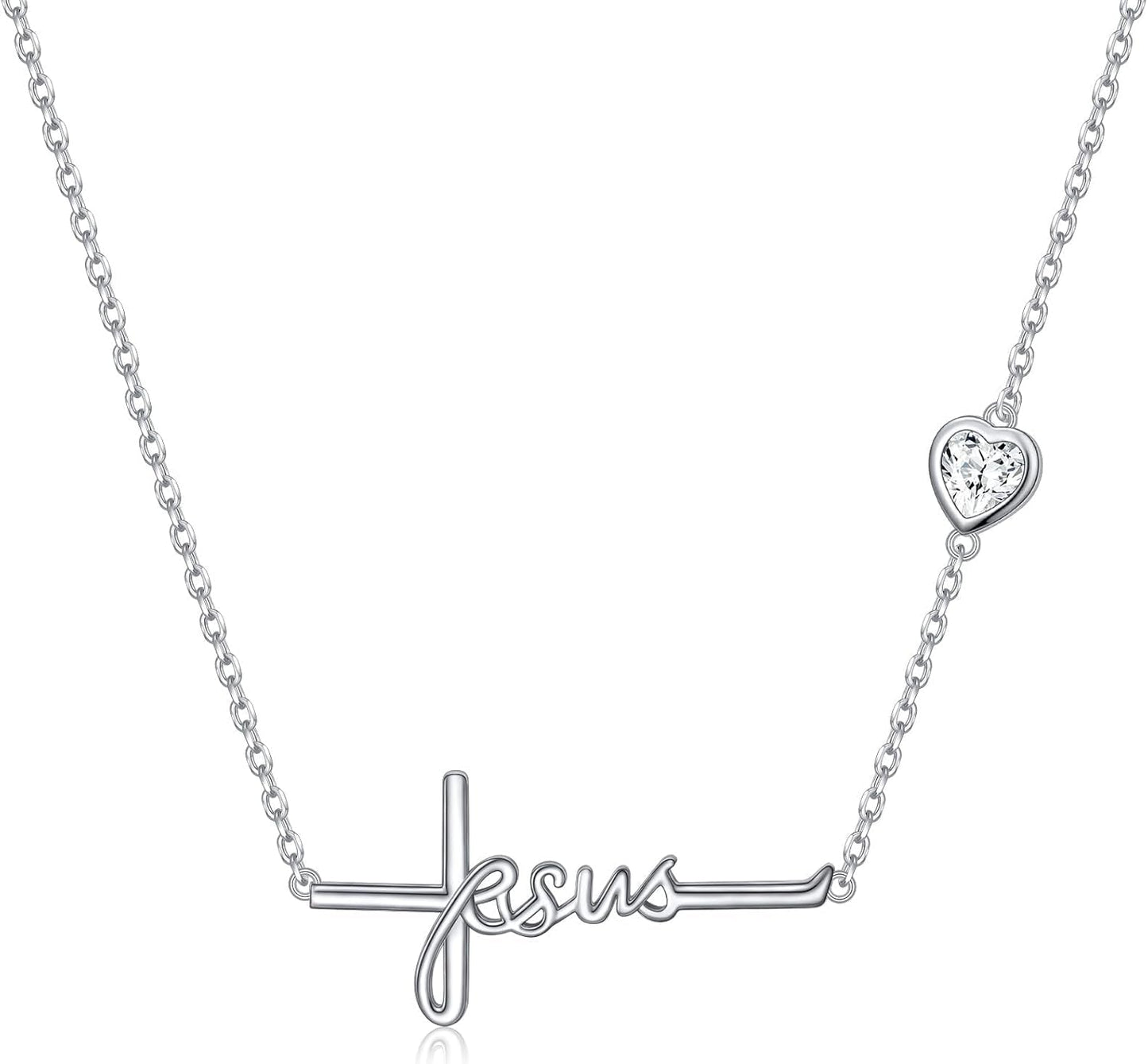 Cross Necklace 925 Sterling Silver Infinity Love of God Heart Cross Pendant Necklace Christian Gift for Women - WORLD TIME VISITS