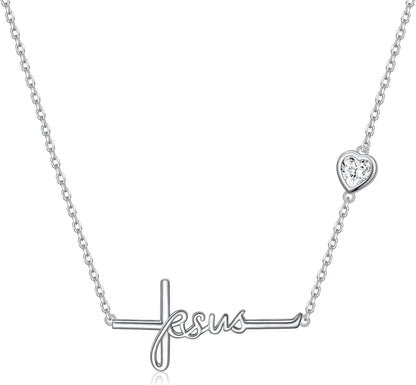 Cross Necklace 925 Sterling Silver Infinity Love of God Heart Cross Pendant Necklace Christian Gift for Women - WORLD TIME VISITS