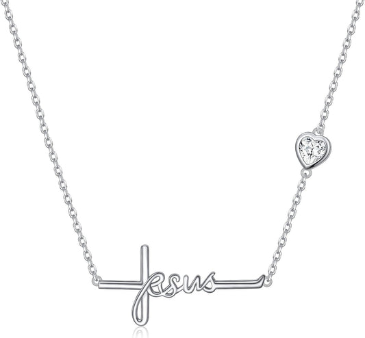 Cross Necklace 925 Sterling Silver Infinity Love of God Heart Cross Pendant Necklace Christian Gift for Women - WORLD TIME VISITS