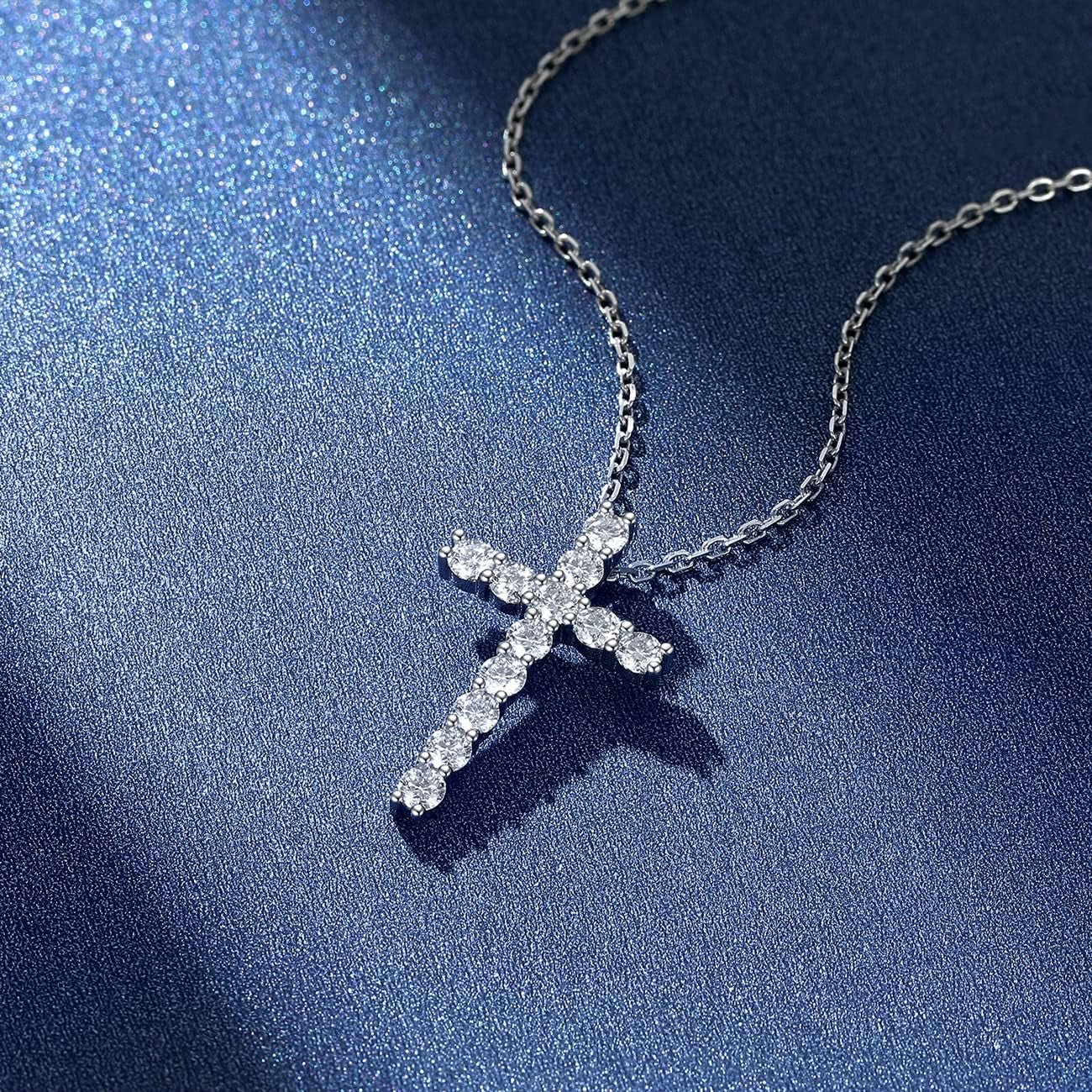 Cross Necklace, Christian Gifts for Her, Moissanite Cross Pendant for Men, 925 Sterling Silver Crucifix Pendant, Religious Gifts for Women and Men