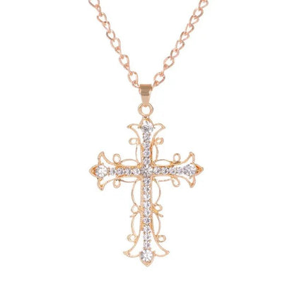 Cross Necklace crystal diamond gold christ Sweater chain neckalces for women ffashion jewelry accessories