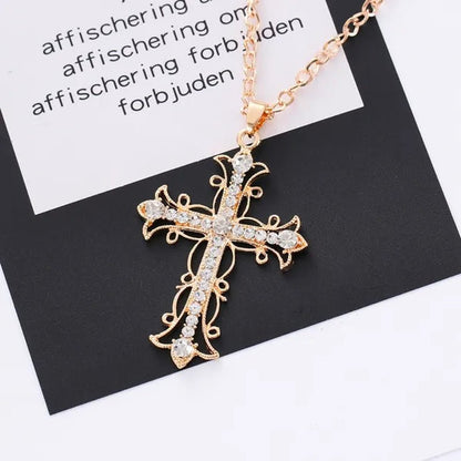 Cross Necklace crystal diamond gold christ Sweater chain neckalces for women ffashion jewelry accessories