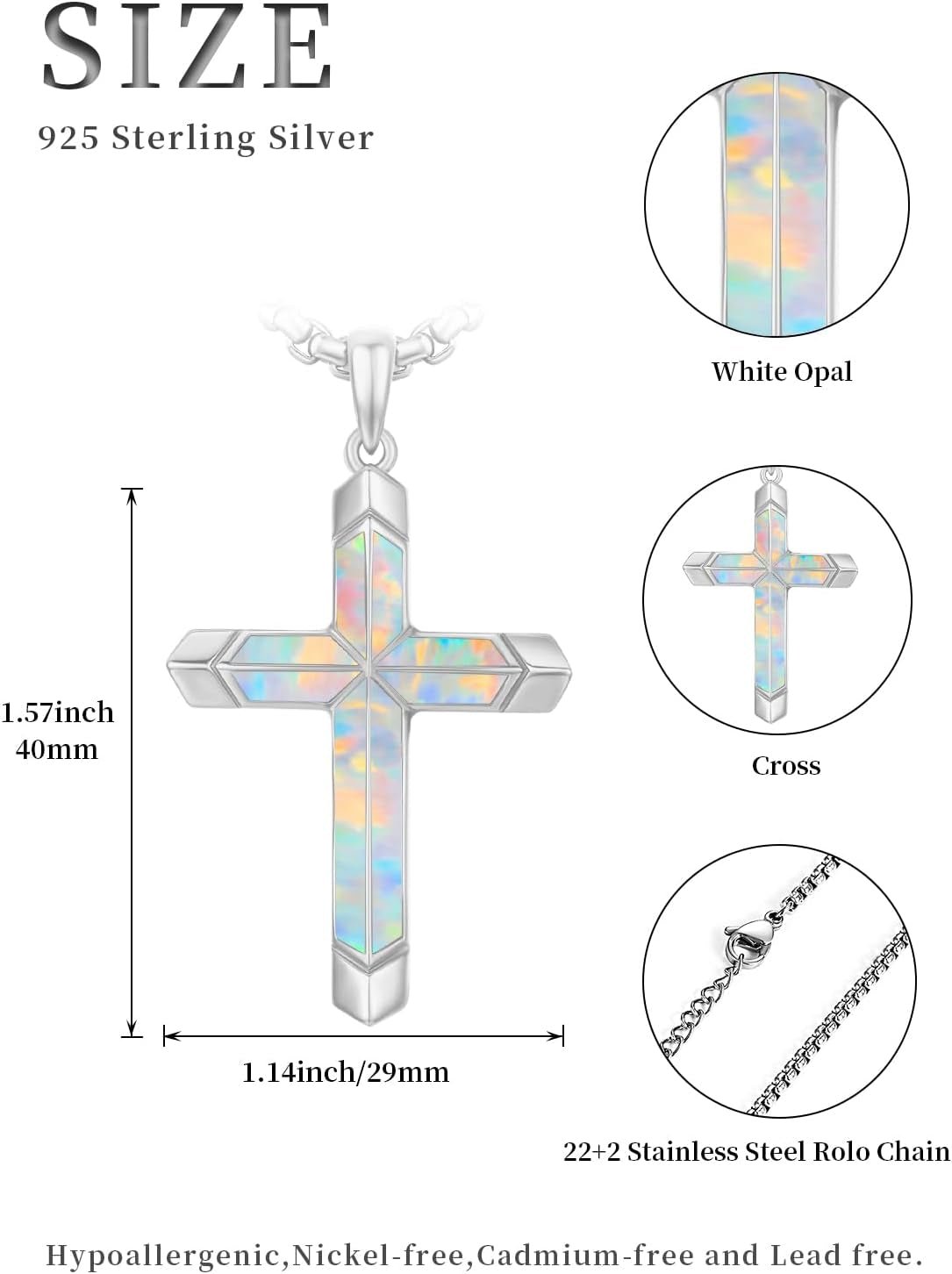 Cross Necklace for Men 925 Sterling Silver Turquoise Cross Pendant Necklace Religious Protection Jewelry Gifts for Women - WORLD TIME VISITS