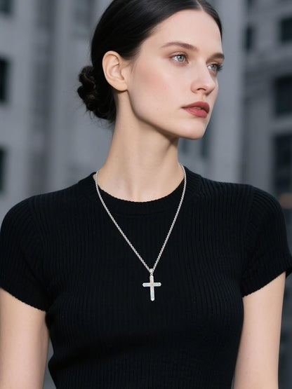 Cross Necklace for Men 925 Sterling Silver Turquoise Cross Pendant Necklace Religious Protection Jewelry Gifts for Women