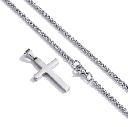 Cross Necklace for Men Boys Women 16-24 Inches Stainless Steel Cross Pendant Chain Religious Gift