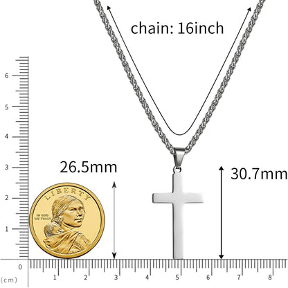 Cross Necklace for Men Boys Women 16-24 Inches Stainless Steel Cross Pendant Chain Religious Gift