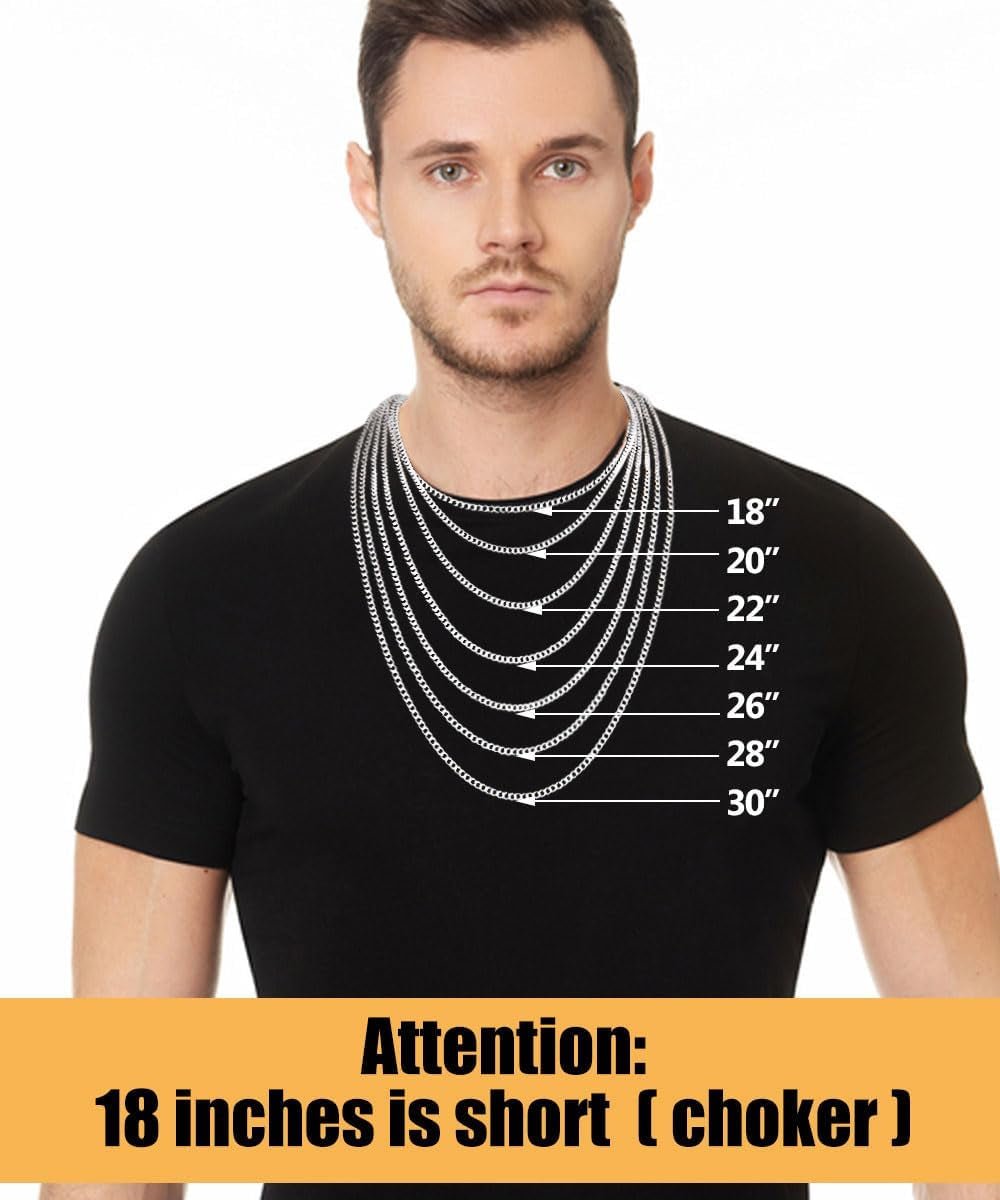 Cross Necklace for Men, Silver Tone/Black/14K Gold Plated Mens Cross Necklaces with 3.5Mm Chain and Stainless Pendant, Cuban Chain 16 - 24 Inches - WORLD TIME VISITS