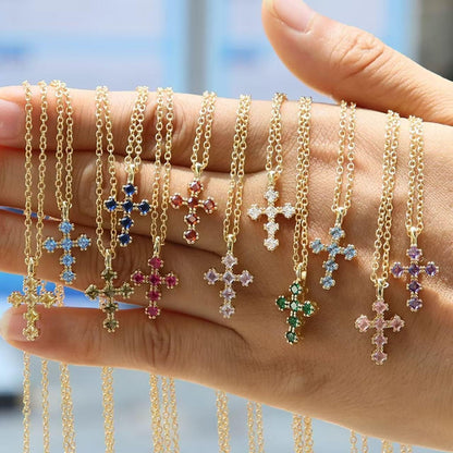 Cross Necklace for Women – 14K Gold Plated Dainty Diamond Necklaces Birthday Gift for Mothers Cubic Zirconia Faith Jewelry, First Communion, Birthstone Necklaces