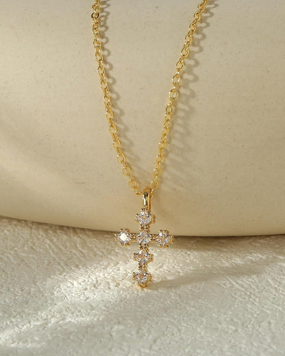 Cross Necklace for Women – 14K Gold Plated Dainty Diamond Necklaces Birthday Gift for Mothers Cubic Zirconia Faith Jewelry, First Communion, Birthstone Necklaces