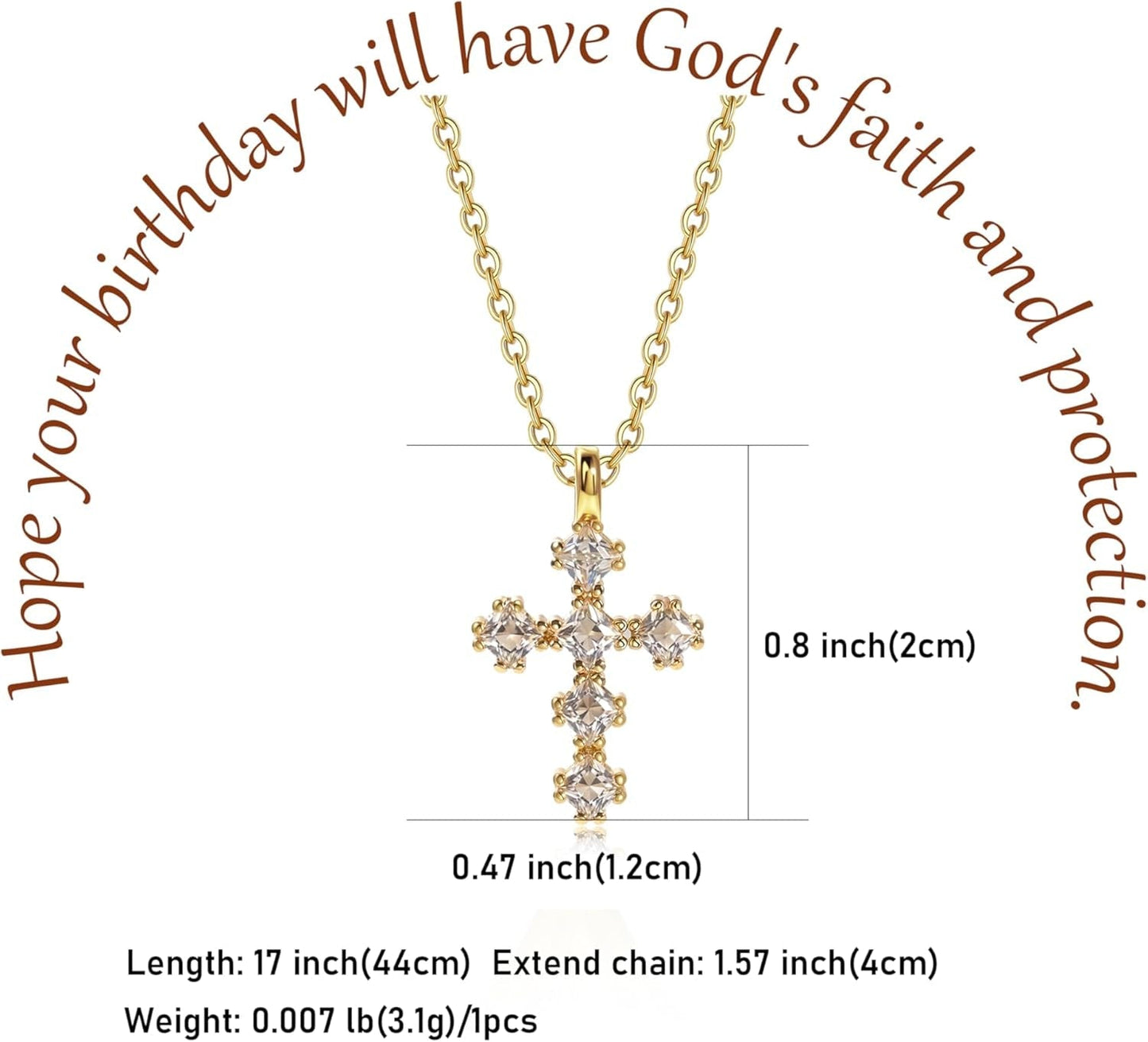 Cross Necklace for Women – 14K Gold Plated Dainty Diamond Necklaces Birthday Gift for Mothers Cubic Zirconia Faith Jewelry, First Communion, Birthstone Necklaces - WORLD TIME VISITS