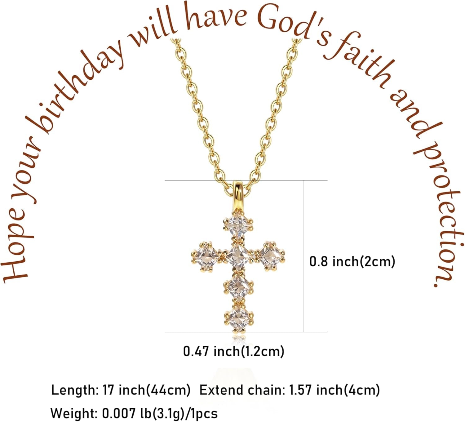 Cross Necklace for Women – 14K Gold Plated Dainty Diamond Necklaces Birthday Gift for Mothers Cubic Zirconia Faith Jewelry, First Communion, Birthstone Necklaces - WORLD TIME VISITS