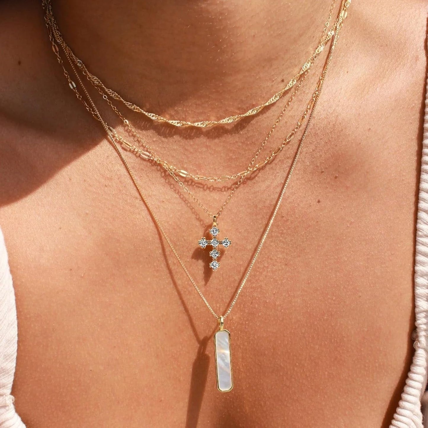 Cross Necklace for Women – 14K Gold Plated Dainty Diamond Necklaces Birthday Gift for Mothers Cubic Zirconia Faith Jewelry, First Communion, Birthstone Necklaces