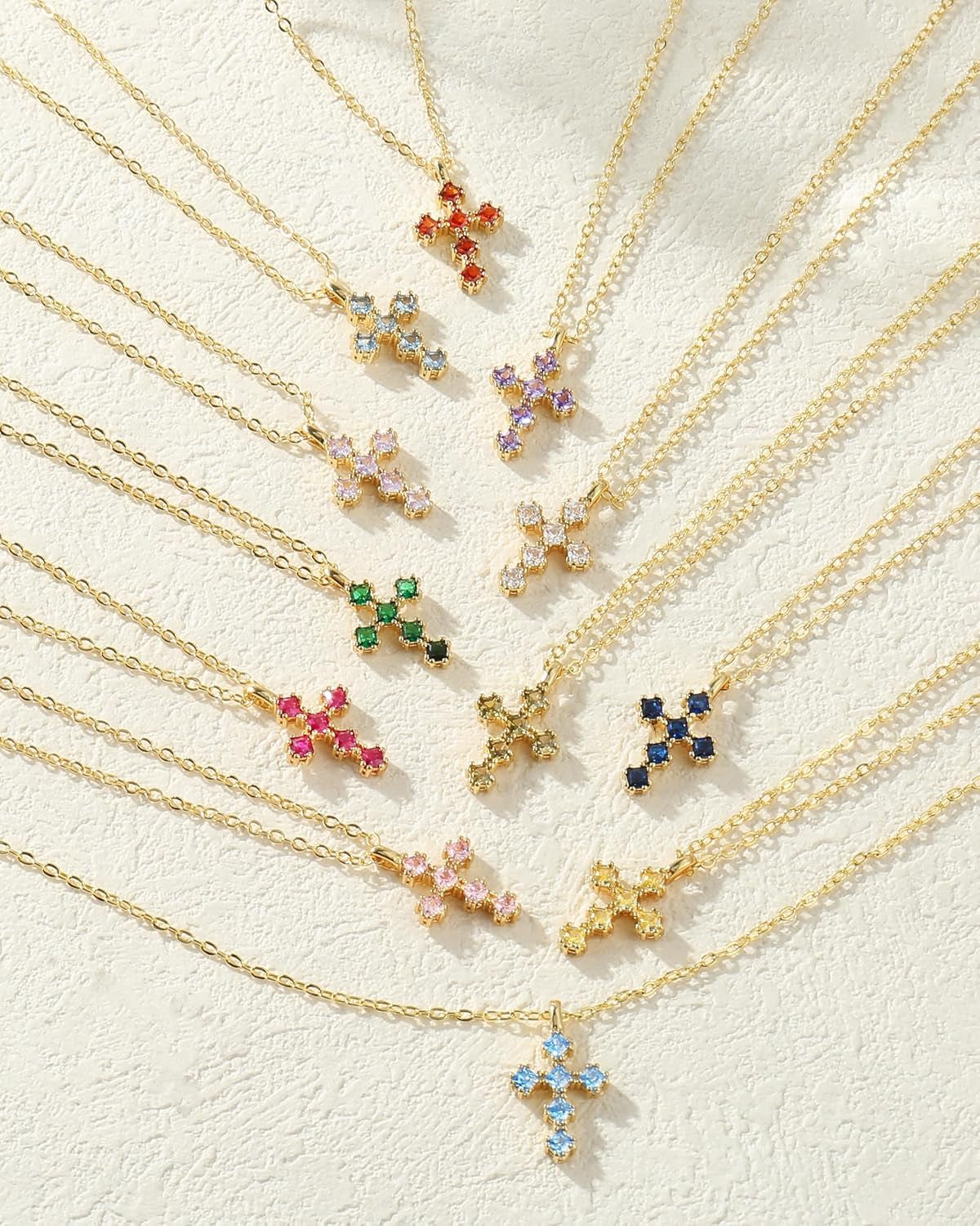 Cross Necklace for Women – 14K Gold Plated Dainty Diamond Necklaces Birthday Gift for Mothers Cubic Zirconia Faith Jewelry, First Communion, Birthstone Necklaces