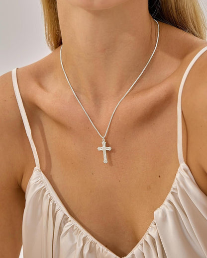 Cross Necklace for Women - 14K Gold/White Gold Plated Simple Dainty Diamond Cross Pendant Necklace with Cubic Zirconia Jewelry Gift for Her