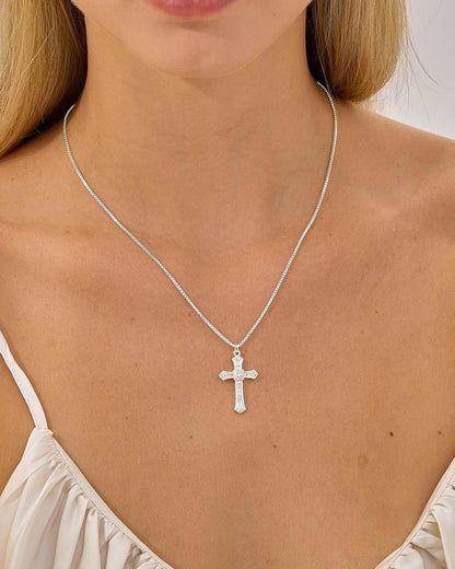 Cross Necklace for Women - 14K Gold/White Gold Plated Simple Dainty Diamond Cross Pendant Necklace with Cubic Zirconia Jewelry Gift for Her