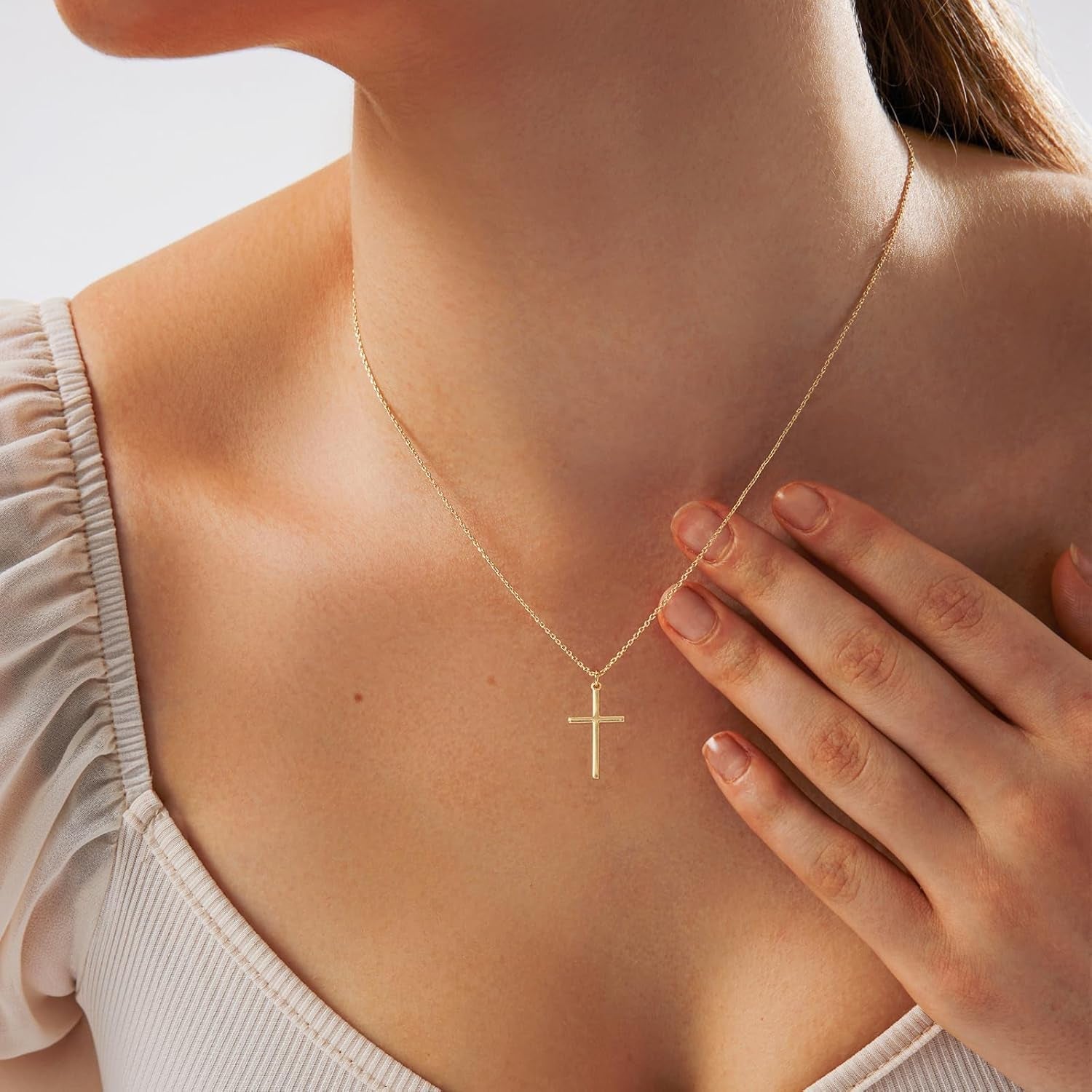 Cross Necklace for Women - 18K Gold Plated Cross Pendant Necklace Dainty Simple Gold Cross Necklace Tiny Gold Cross Necklaces for Women Trendy Gold Jewelry for Women Gift - WORLD TIME VISITS
